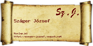 Száger József névjegykártya